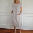 thumbnail image 2 of Vestido largo informal de verano para mujer - Cuello redondo con bolsillos para viajar, 2 of 5