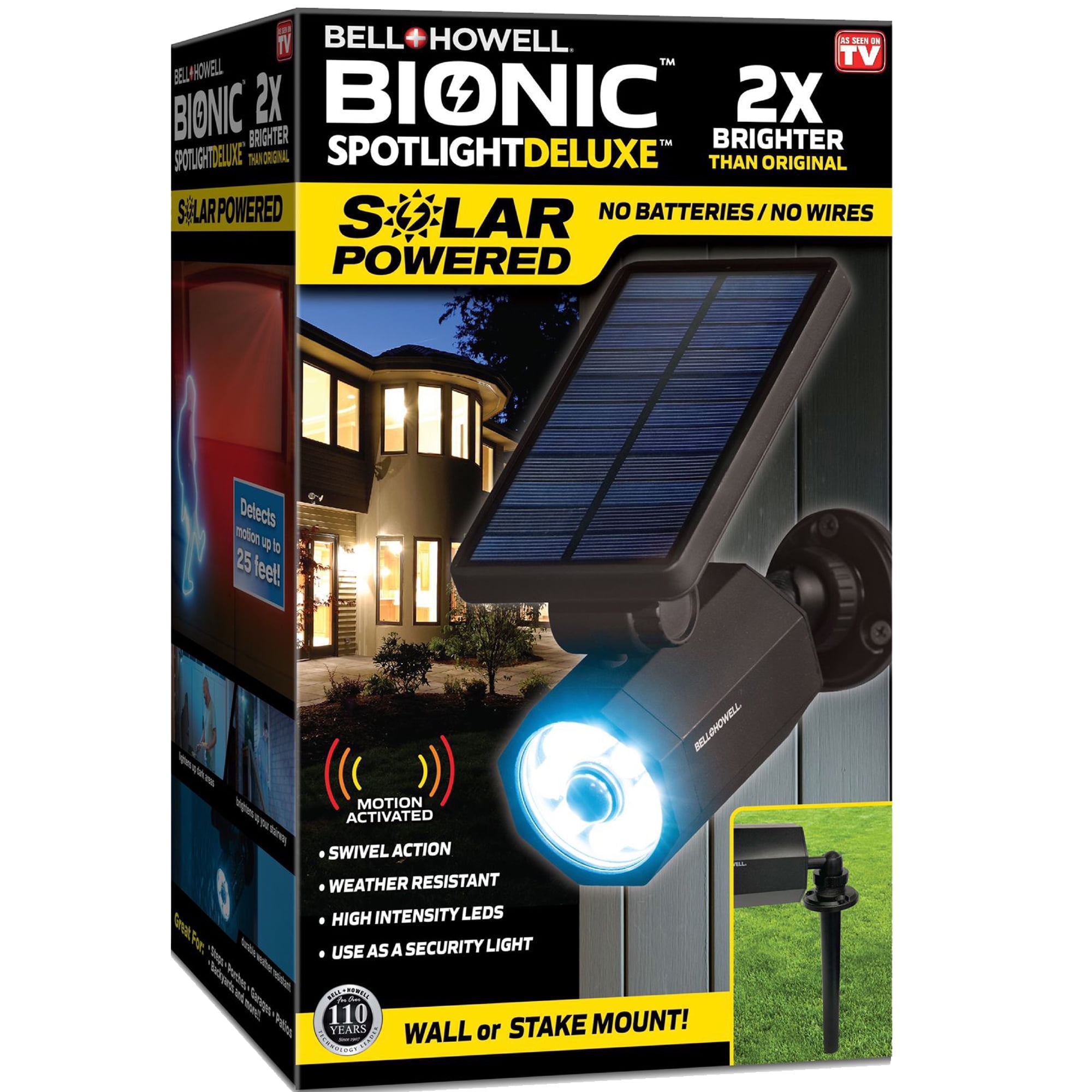 (3 pack) Bell + Howell Bionic Spotlight Deluxe Solar Powered Outdoor Motion Sensor LED Security Light