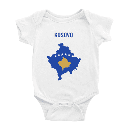 

Kosovo Map Flag Baby Rompers Newborn Clothes Outfits (White 6-12 Months)