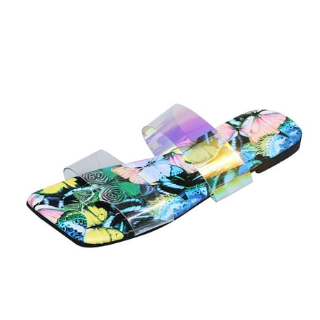 

Womens Printing Flat Open Toe Slippers Shoes Comfy Sandals Casual Comfortable Beach Sandals Summer Open Toe Slide Sandals Comfortable Flats Flip-Flops Casual Platforms Heeled Wedge Sandals A4140