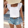 thumbnail image 6 of Women'S Casual Summer Square Neck Tank Tops Sleeveless Ruffle Chiffon Blouses Top Shirts White S, 6 of 9