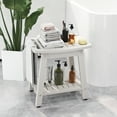 thumbnail image 4 of Gymax Shower Bench Seat HIPS Shower Stool w/Handle Shower Head & Soap Holder White, 4 of 10