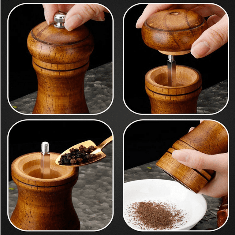 XWQ Pepper Grinder Food Grade Shatterproof Wood Multifunctional Salt  Grinder Spice Mill Machine for Home 