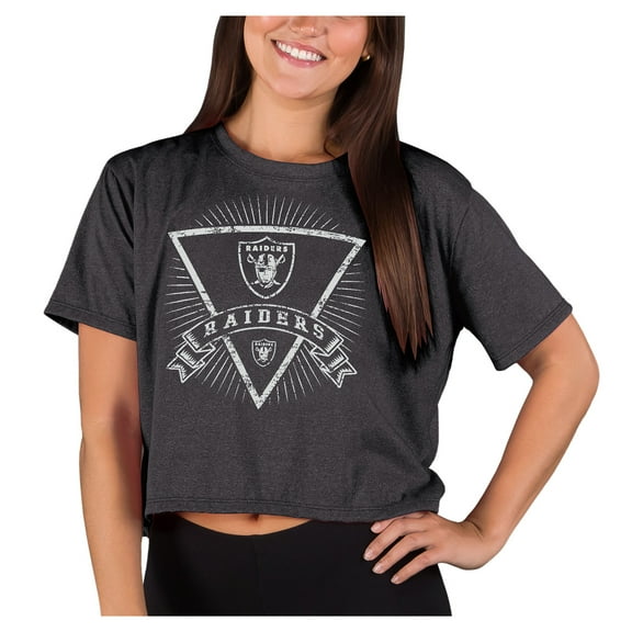 Women's Concepts Sport  Charcoal Las Vegas Raiders Quest Knit Crop Top