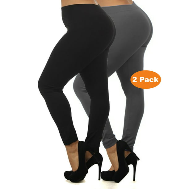 2 Pack Women Size Warm Lined Full Length Leggings Plus Size (L/1X/2X) - Walmart.com
