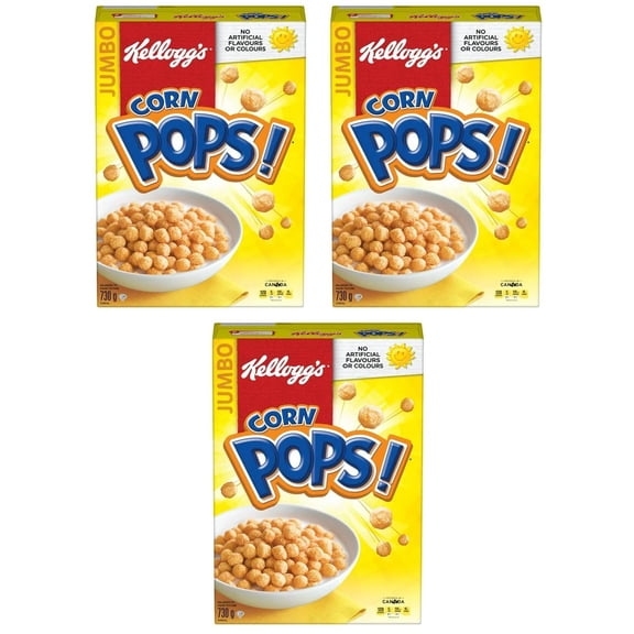 Kellogg's Canadian Corn Pops Cereal, Jumbo Size, 730g (3 Pack)