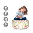 thumbnail image 2 of Garden Art Storage Toy Bag Chair, Thriving Botany Themed Spring Peony Blossoms and Buds on Off White Background, Stuffed Animal Organizer Washable Bag, Large Size, Multicolor, by Ambesonne, 2 of 3