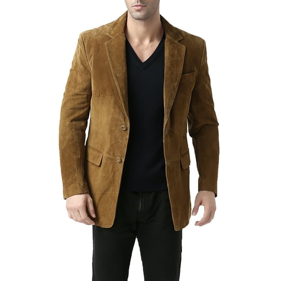 Men Cliff Classic 2-Button Suede Leather Blazer (Regular and Big & Tall)