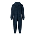 thumbnail image 4 of Men Artificial Wool Long Sleeve Pajamas Casual Solid Color Zipper Loose Hooded Jumpsuit Pajamas Casual Winter Warm Rompe 1 Piece Suit On Sleepwear, 4 of 4