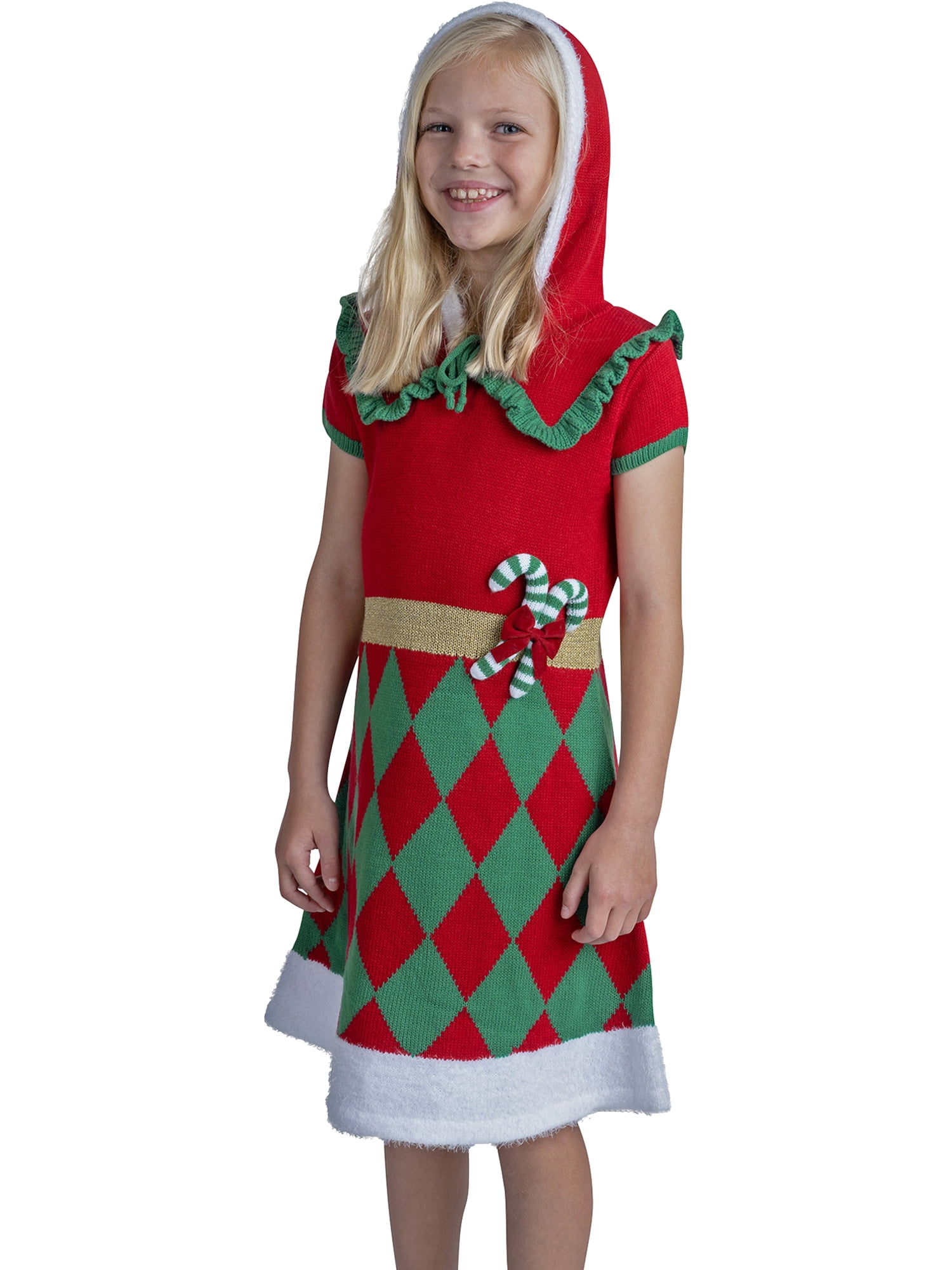 Jolly Sweaters Girls Christmas Novelty Sweater Dress, Sizes 4-16