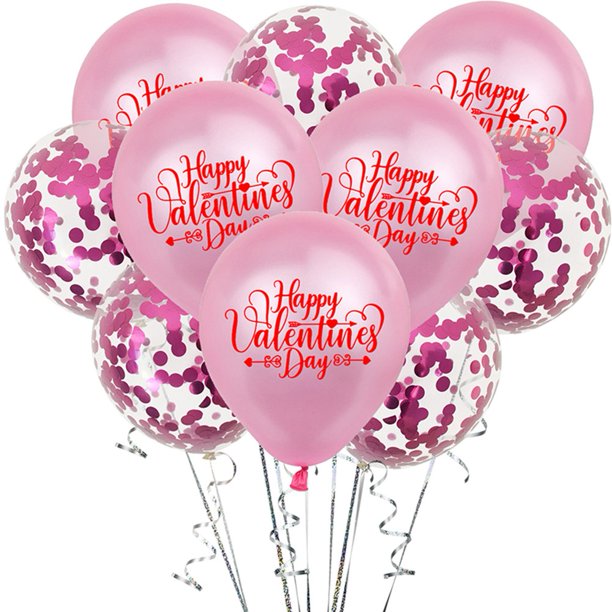 10Pcs 12Inch Confetti Balloons Latex Pearl Happy Valentines Day