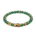 thumbnail image 3 of Mini Pixiu Feng Shui Bracelet | EARTH Element | Green Agate x 18k Gold, 3 of 16