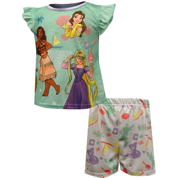 AME Sleepwear Girls Disney Princesses Summertime Fun Shortie Toddler Pajama (3T)