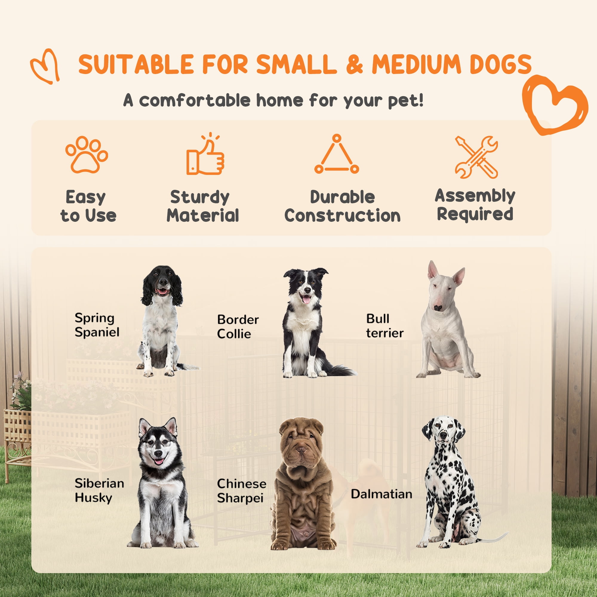 Luxvie Dog Kennel Outdoor with Waterproof Cover, Dog Playpen for Small and Medium-Sized Dogs with Two Part Door Design, Brown