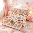 thumbnail image 2 of meiyoeat Floral Cat Pattern Bed Sheets,Pink Rustic Flower Full Size Sheets,4-Piece1 Flat Sheet, 1 Fitted Sheet and 2 Pillowcases, 2 of 6