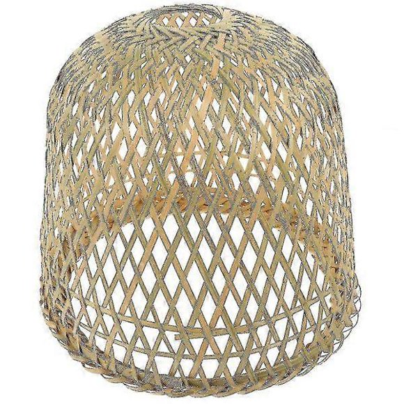 Vintage Khaki Bamboo Lamp Shade for Home Decor - 25x25x19 cm, Softens Light, Easy Installation, Durable, Ideal Gift