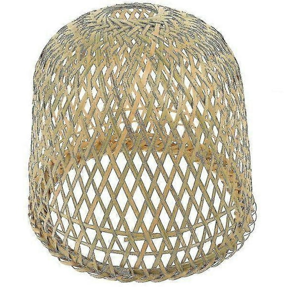 Vintage Khaki Bamboo Lamp Shade for Home Decor - 25x25x19 cm, Softens Light, Easy Installation, Durable, Ideal Gift