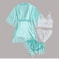 thumbnail image 4 of Brnmxoke Womens Lingeries Silk Pajamas Robes Set 4Pcs Sexy Pjs Cami Shorts Satin Sleepwear Soft Cozy Lace Solid Color Nightwear Sets Loungewear, 4 of 7