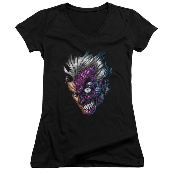 Batman Just Face Junior Women's T-Shirt V-Neck Black