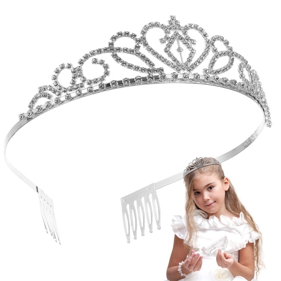 PartyKindom Wedding Hair Barrettes Silver Alloy Rhinestone Headband with Comb Grip