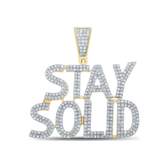 10kt Yellow Gold Mens Round Diamond Stay Solid Charm Pendant 1 Cttw