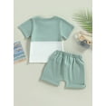 thumbnail image 4 of Bagilaanoe 2pcs Toddler Baby Boy Short Pants Set Short Sleeve Patchwork T-shirt Tops + Shorts 6M 12M 18M 24M 3T Kids Casual Summer Outfits, 4 of 9