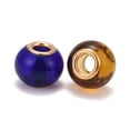 thumbnail image 5 of 100pc Glass European Beads with Golden Plated Brass Double Cores Large Hole Beads Rondelle Mixed Color 15x11mm Hole: 5mm, 5 of 5