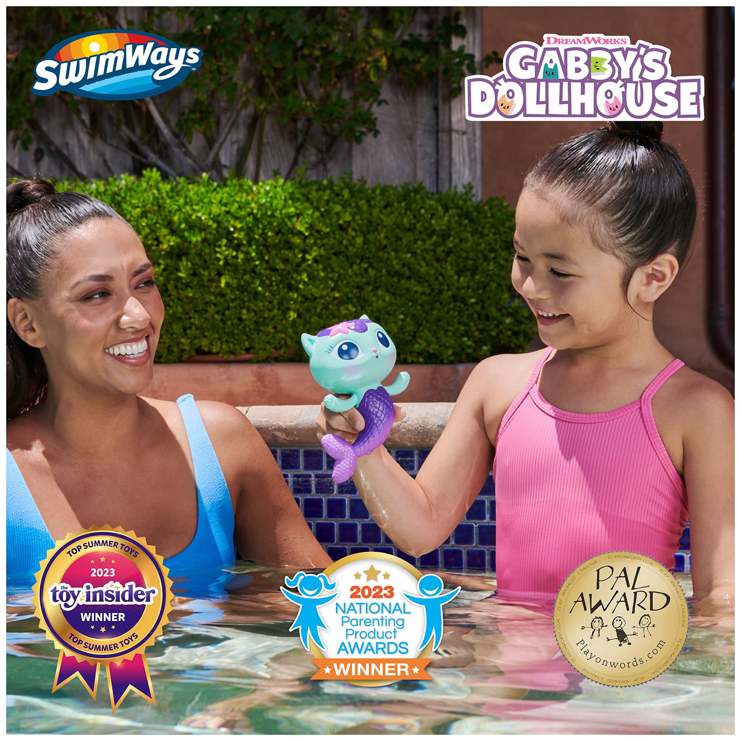 Swimways Gabbys Dollhouse Mercat Floatin' Figures, Swimming Pool Accessories & Kids Pool Toys, Gabby's Dollhouse Party Supplies & Water Toys for Kids Aged 3 & Up