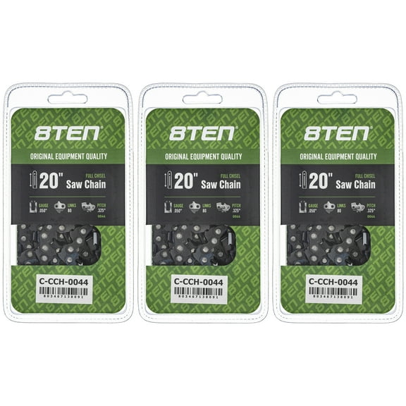 Full Chisel Chainsaw Chain 20 inch .050 .325 80DL for Husqvarna Craftsman 3 Pack 810-CCC2266H