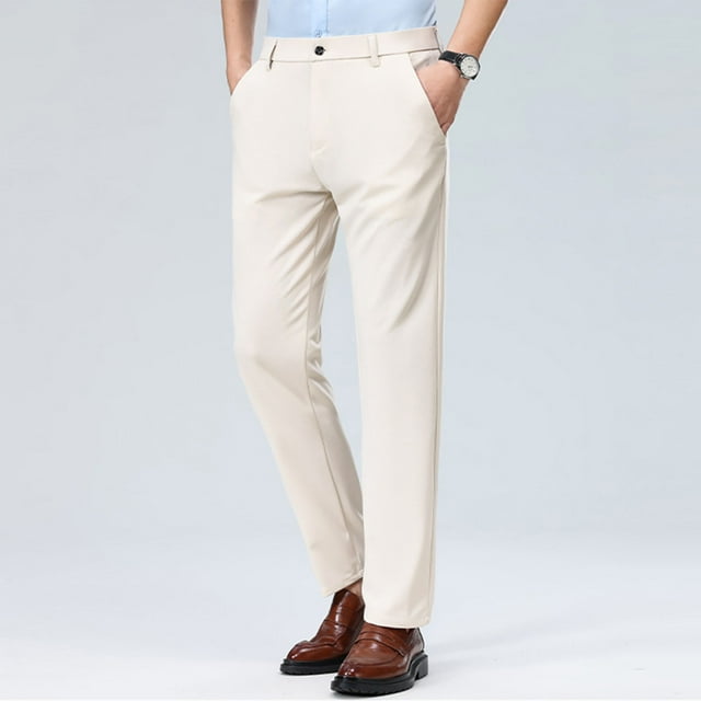 AherBiu Mens Dress Pants Pantalon Habillé pour Homme Taille Extensible Coupe Ajustée Pantalon de Complet avec Poches Extensible devant Plat