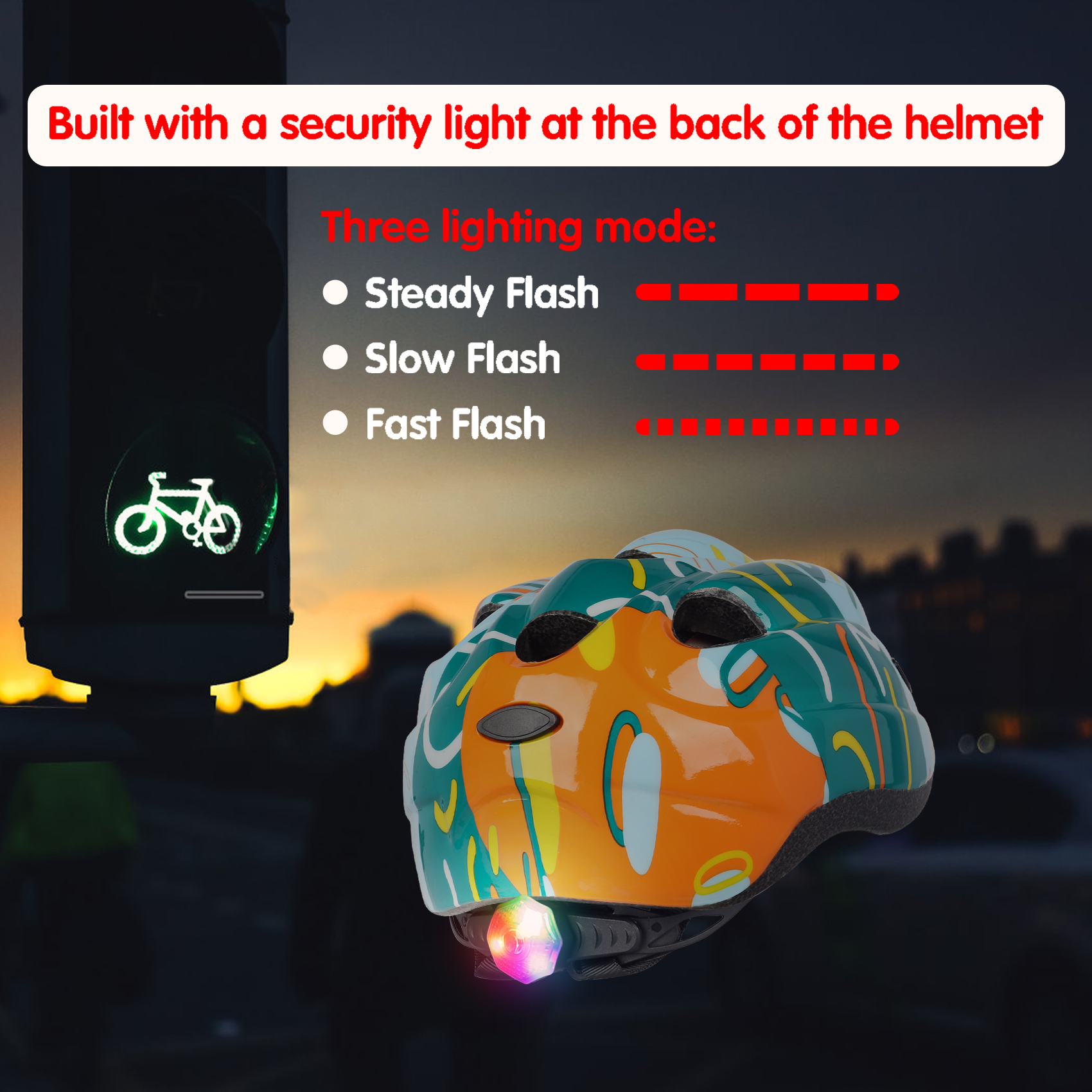 Atphfety Toddler Kids Bike Helmet Set with LED Light
