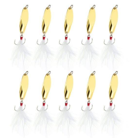 Uxcell 10Pcs 1/4 oz Metal Fishing Spoons Fishing Lures Casting Spoon Gold Tone