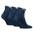 thumbnail image 2 of Puma Unisex 3-Pack Cushioned Quarter Socks, Logo, Solid Colour Blue 43-46 (9-11 Uk), 2 of 3