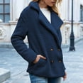 thumbnail image 4 of Black Friday Deals Women Winter Warm Jacket Solid Turncoat Down Collar Lambswool Outerwear, 4 of 9