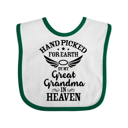 

Inktastic Handpicked for Earth by My Great Grandma in Heaven Gift Baby Boy or Baby Girl Bib
