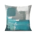 thumbnail image 2 of Teal Blue Ombre Art Throw Pillow Covers with Modern Retro Geometry & Abstract Round Oil Painting Graffiti | Pack of 2 | Gradient Grey Black Cushion Covers | 20x20 Inch, 2 of 7