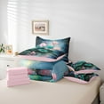 thumbnail image 6 of Homewish Rustic Lotus 7-Piece Bedding Comforter Set,Country Lotus Leaves King Bedding Sets,Pink Green Bed Sheets For Girls Kids,Breathable Home Decor Reversible, 6 of 8