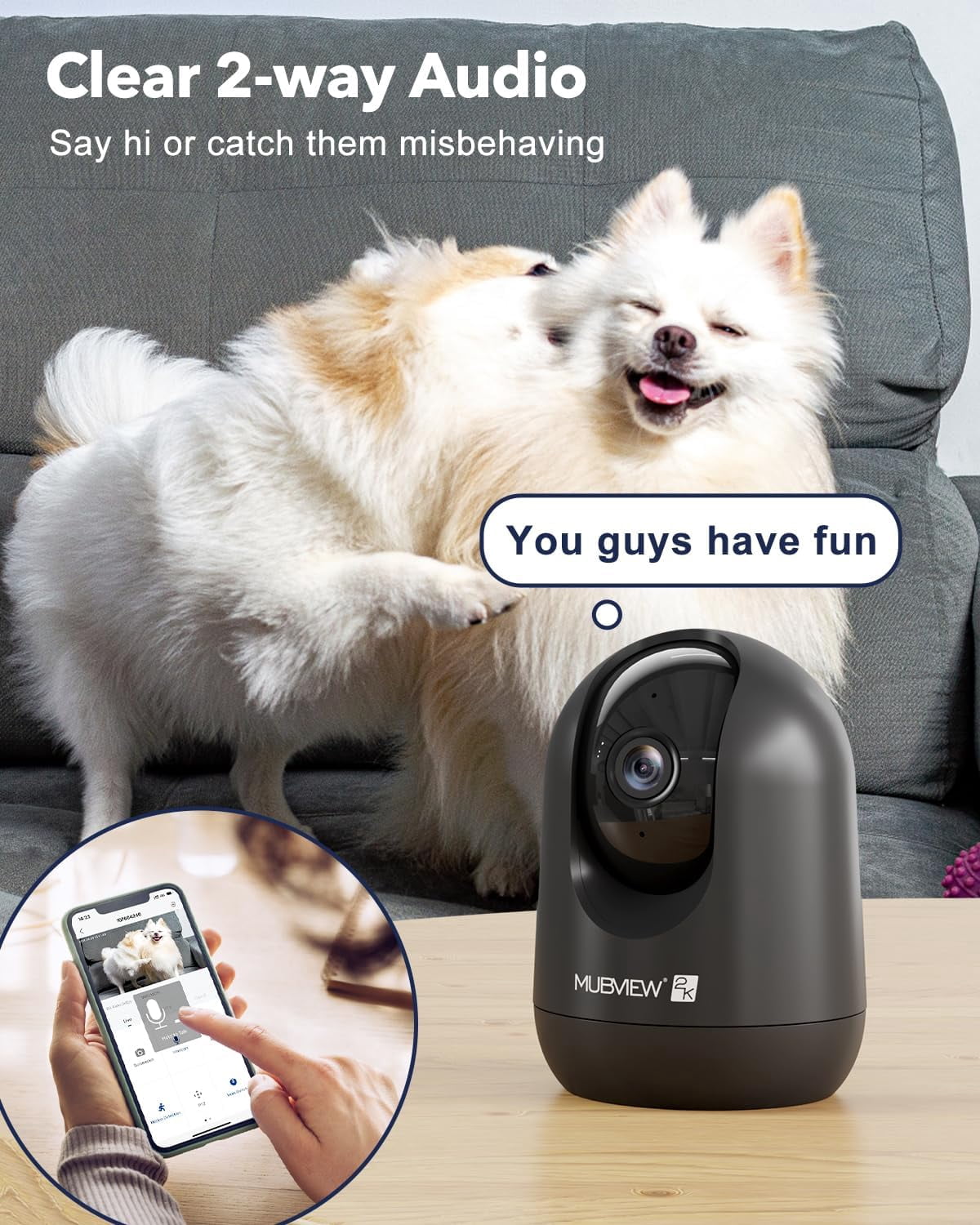 General Cameras for Home Security, Indoor Security Camera, 2.4/5GHz WiFi Wired Camera Ideal for Dog/Elder/Baby, Motion Tracking, Two-Way Audio, Pan Tilt, 7X24, 2K Night Vision
