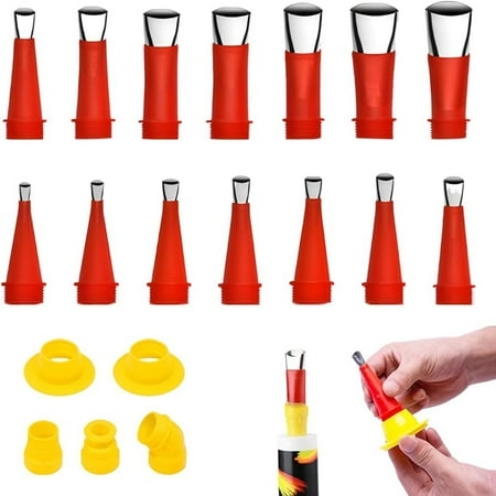 

Staron Universal Integrated Caulking Tool Rubber Nozzle Kit (19PCS) Caulking Tools Cartridge Nozzles In Various Sizes Clear Rubber Nozzles Caulk Tool
