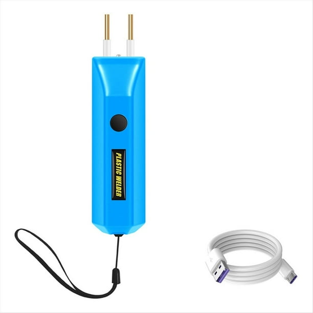 Kit de Soldador de Plástico 2 en 1 con Cable de Carga, 100 W, Miniherramienta para Reparar Grietas de Plástico en Caliente, Reparación de Parachoques de Automóvil, Color Azul.