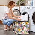 thumbnail image 7 of Home Organizer Foldable Fabric Storage Bin With Handle Colorful Hand Drawn Flowers, 7 of 7