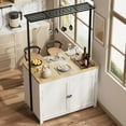 thumbnail image 6 of Kitchen Island with Storage,Heavy-Duty Multi-Functional Kitchen Cart,Mobile Kitchen Island with 2-Tier Shelves & 5 Hooks,Wood Countertop for Small Spaces Kitchen,Dinning Room, 6 of 7