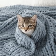 thumbnail image 4 of Battilo Bluish Grey Chunky Knit Throw Blanket,Handmade Cable Knit Crochet Blanket for Home Decor,50"x60", 4 of 8
