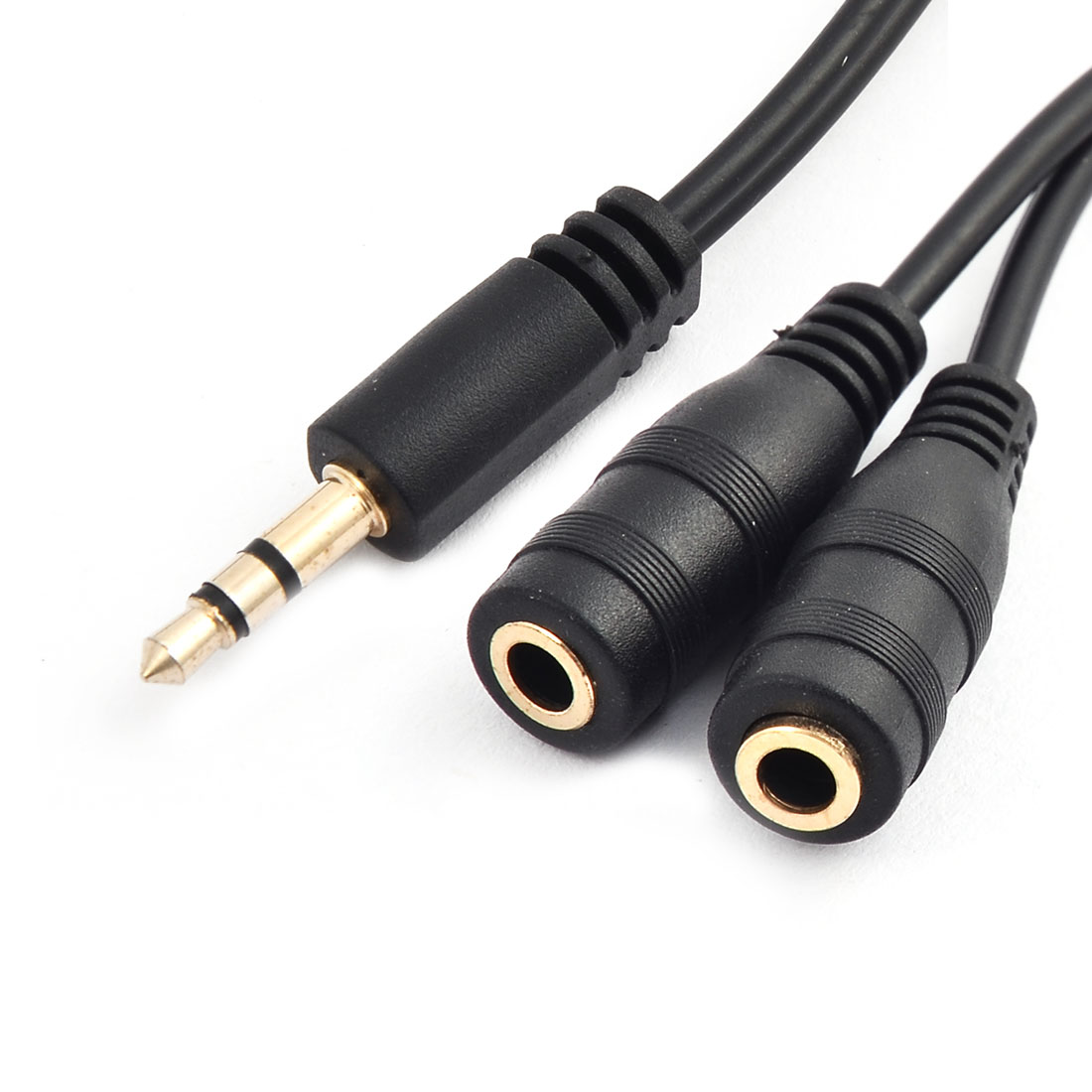 Smartphone 3.5mm Male to 2 Female Plastic Headset Adapter Black 20cm