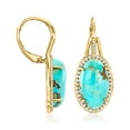 thumbnail image 3 of Ross-Simons Turquoise and .30 ct. t.w. White Topaz Drop Earrings in 18kt Gold Over Sterling, Women's, Adult, 3 of 6
