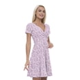 thumbnail image 1 of Women’s A Line Violet Summer Dress, Retro Triangle Arrangement, Cross Wrap V Neck, 6 Sizes, by Ambesonne, 1 of 2