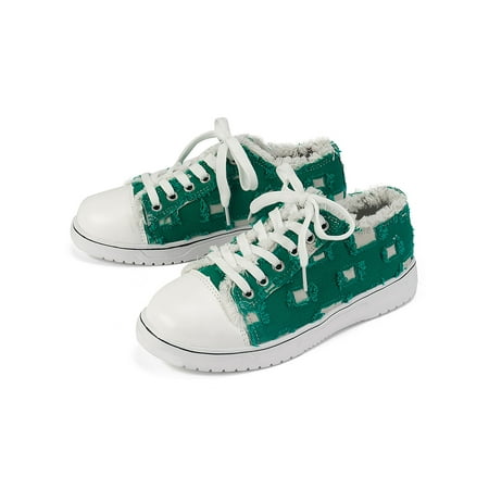 

Sanviglor Women s Canvas Sneakers Comfort Casual Shoes Non Slip Flats School Breathable Fashion Walking Shoe Round Toe Lace Up Green 7
