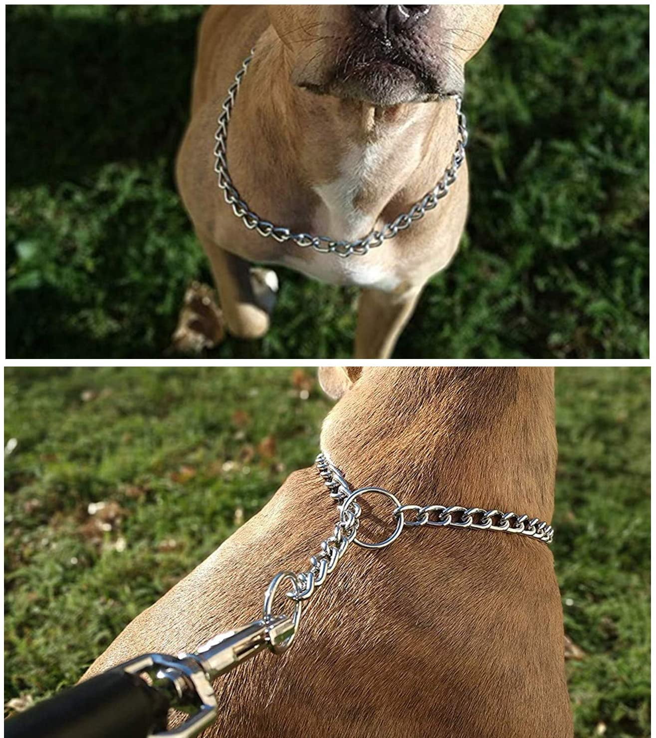 Solid Iron Dog Collar Metal Chain Adjustable Large Dog Pet Training Collar