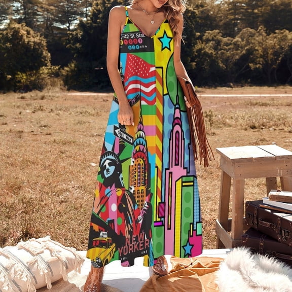 Addicted to new york Sleeveless Dress Woman fashion summer dresses ladies sexy dress for women