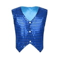 thumbnail image 3 of JanJean Kids Boys Glittery Sequined Vest Waistcoat Hip-hop Choir Jazz Dance Stage Performance Coat Jacket Blue 7-8, 3 of 7
